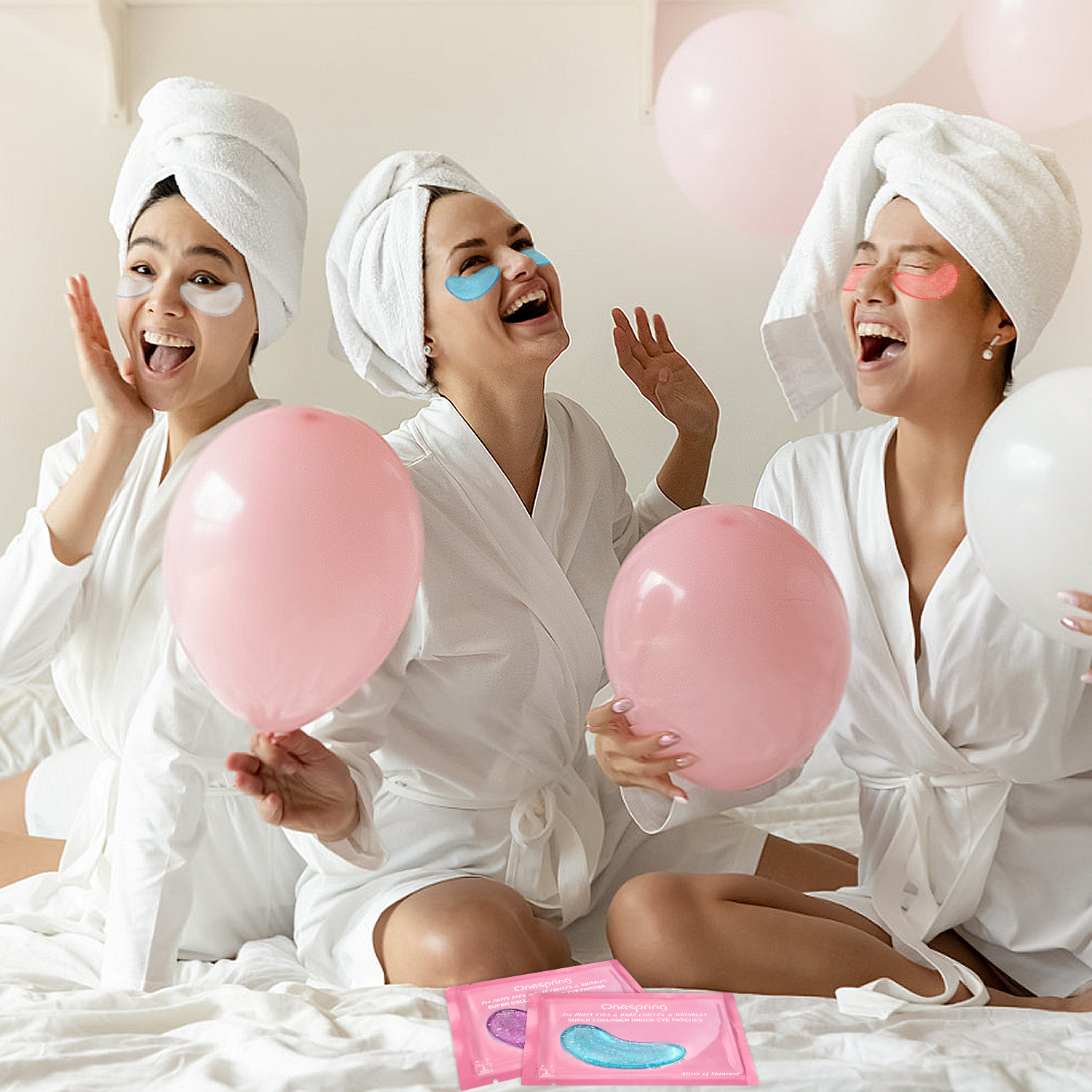 woman applying eye mask